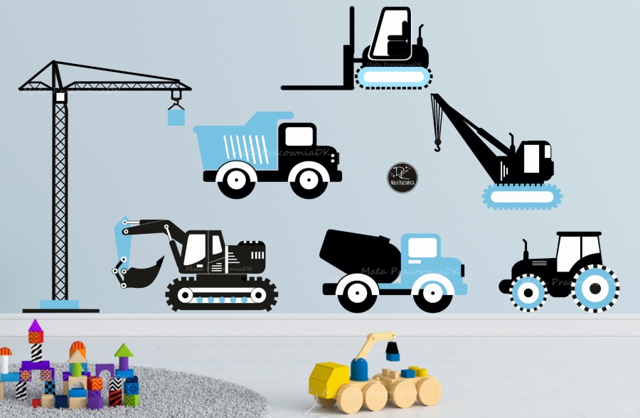 plac budowy niebieski,traktor,betoniarka ,dżwig .jpg