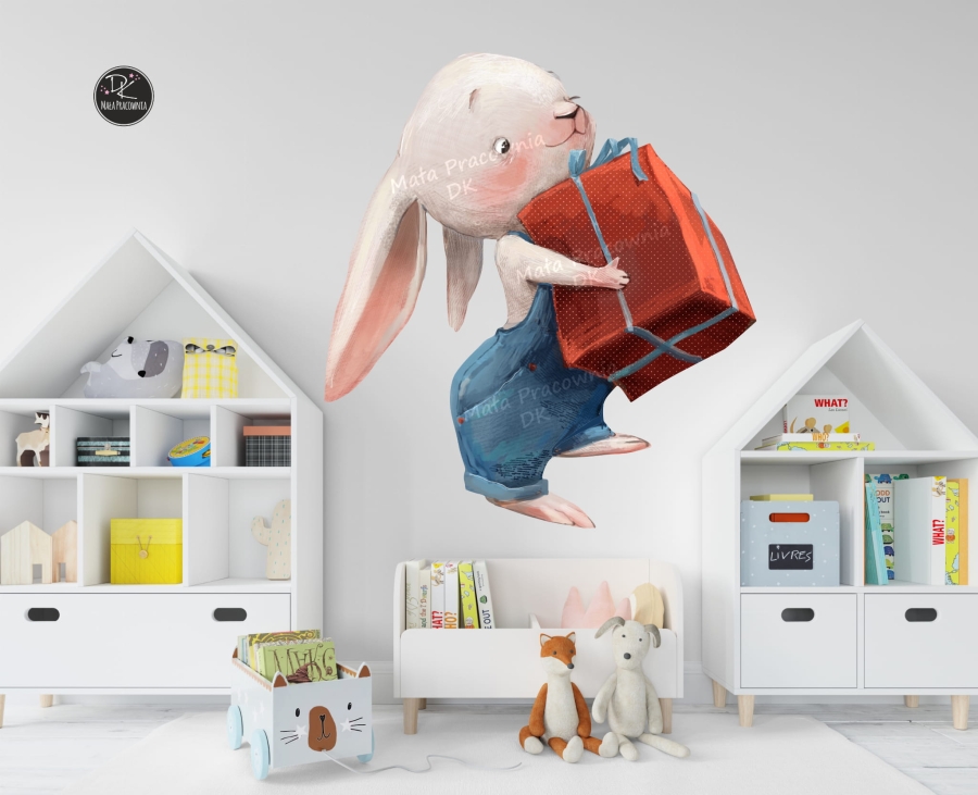 Królik prezent -naklejka na ścianę .jpg