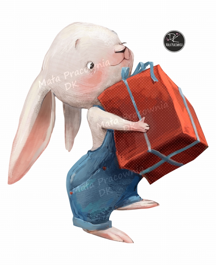 Królik prezent -naklejka na ścianę  .jpg