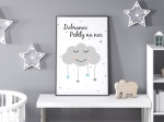 Niebieska uśmiechnięta chmurka – plakat dla dzieci