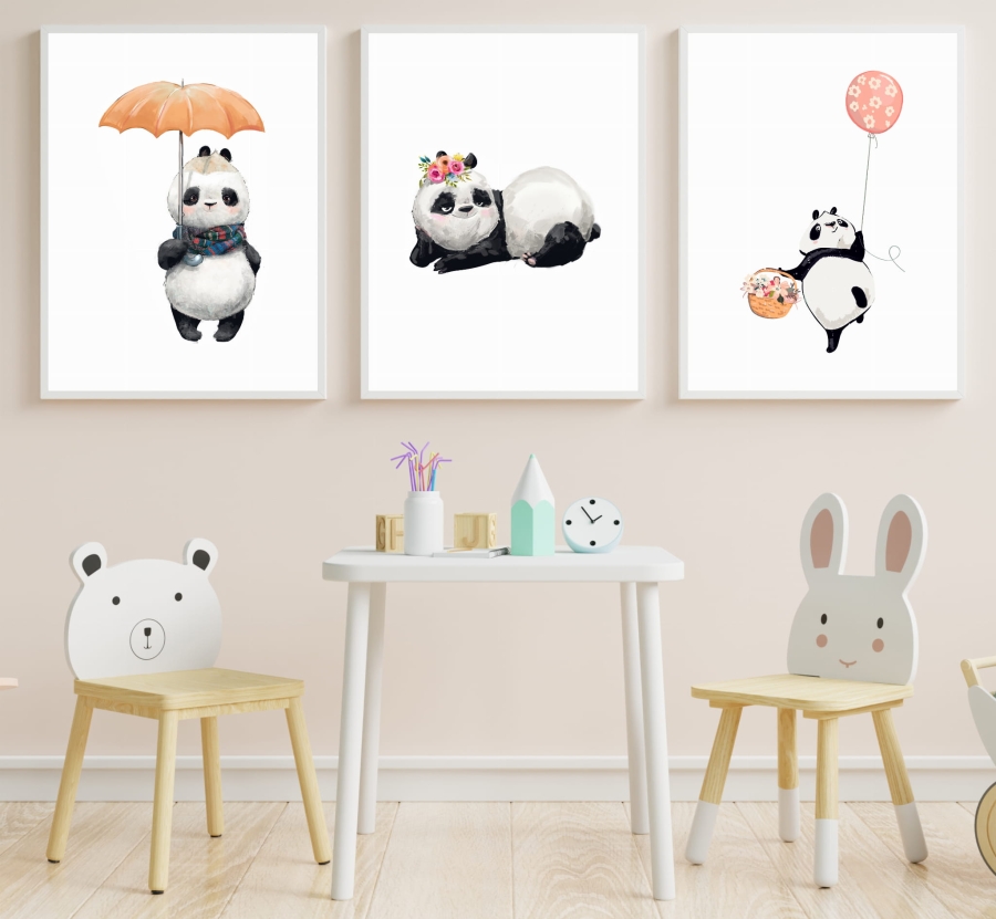 25.Zestaw 3 obrazki panda z parasolką.jpg