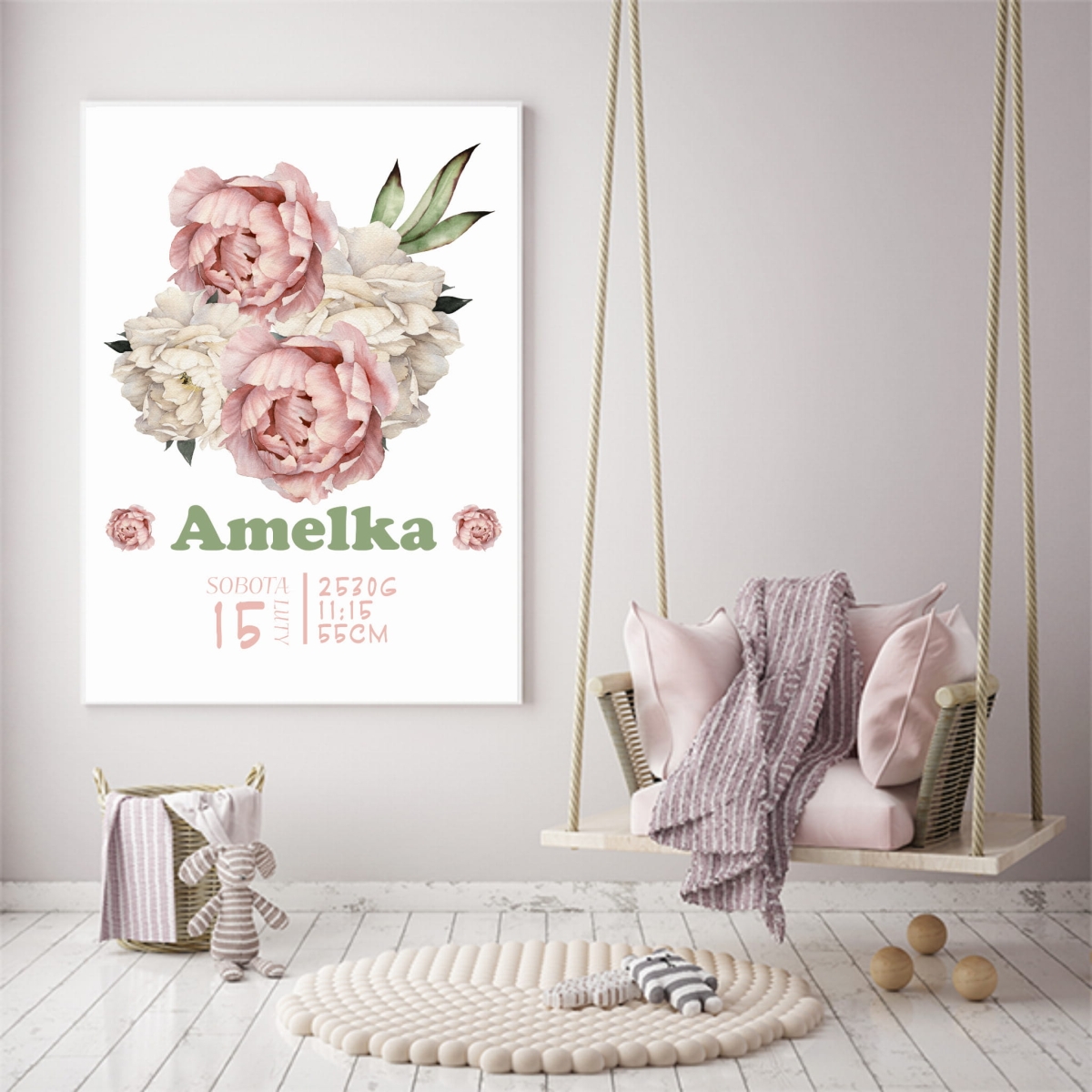 Metryczka dla dziewczynki piwonie II.jpg