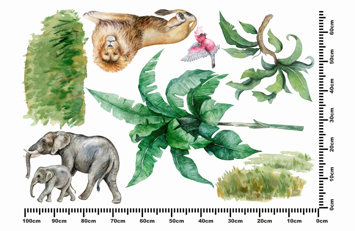 Sawanna lew,słoń-zestaw naklejek ściennych M.jpg