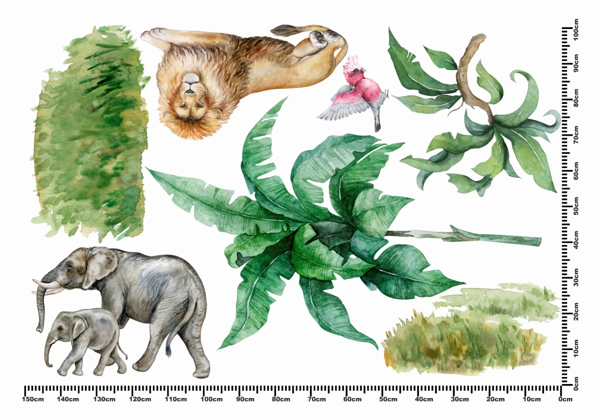 Sawanna lew,słoń-zestaw naklejek ściennych XXL.jpg