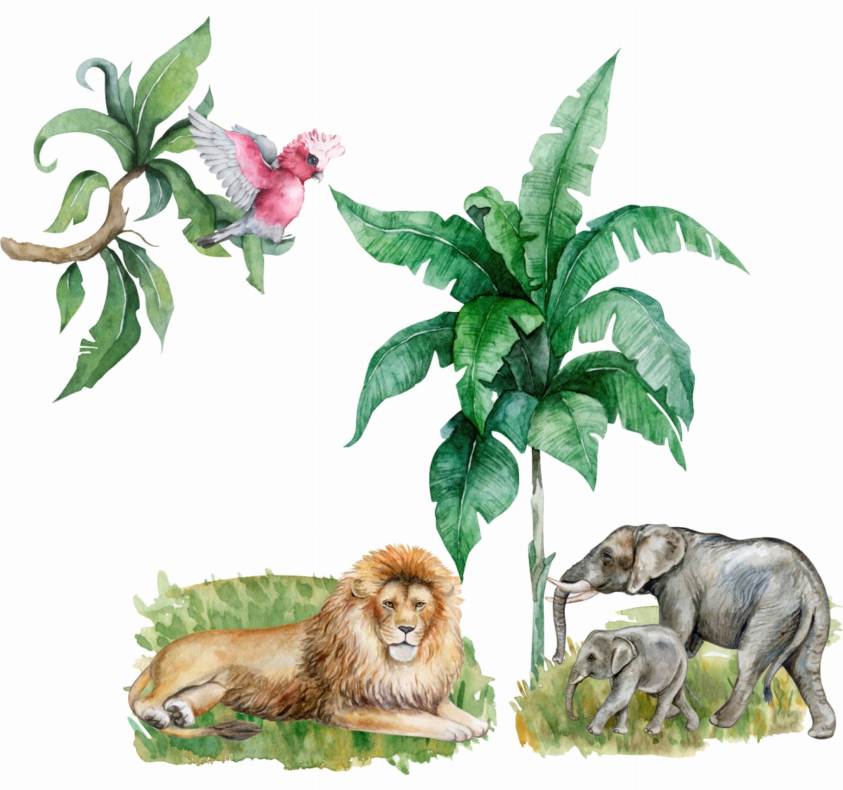 Mała Pracownia DK Sawanna lew,słoń-zestaw naklejek ściennych.jpg