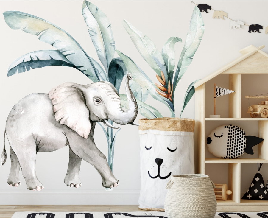 Słoń,sawanna-Naklejka na ścianę.jpg