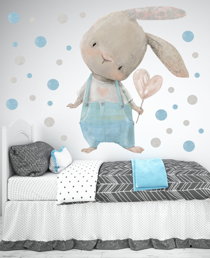 Zajączek z serduszkiem -naklejka dla dzieci  .jpg