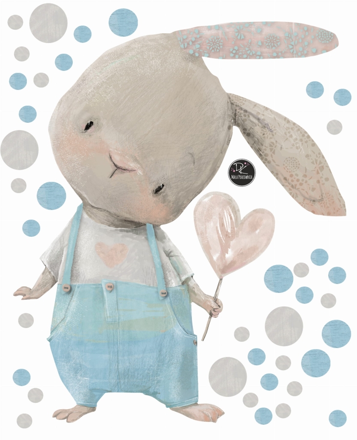 Zajączek z serduszkiem -naklejka na ścianę Mała Pracownia DK.jpg