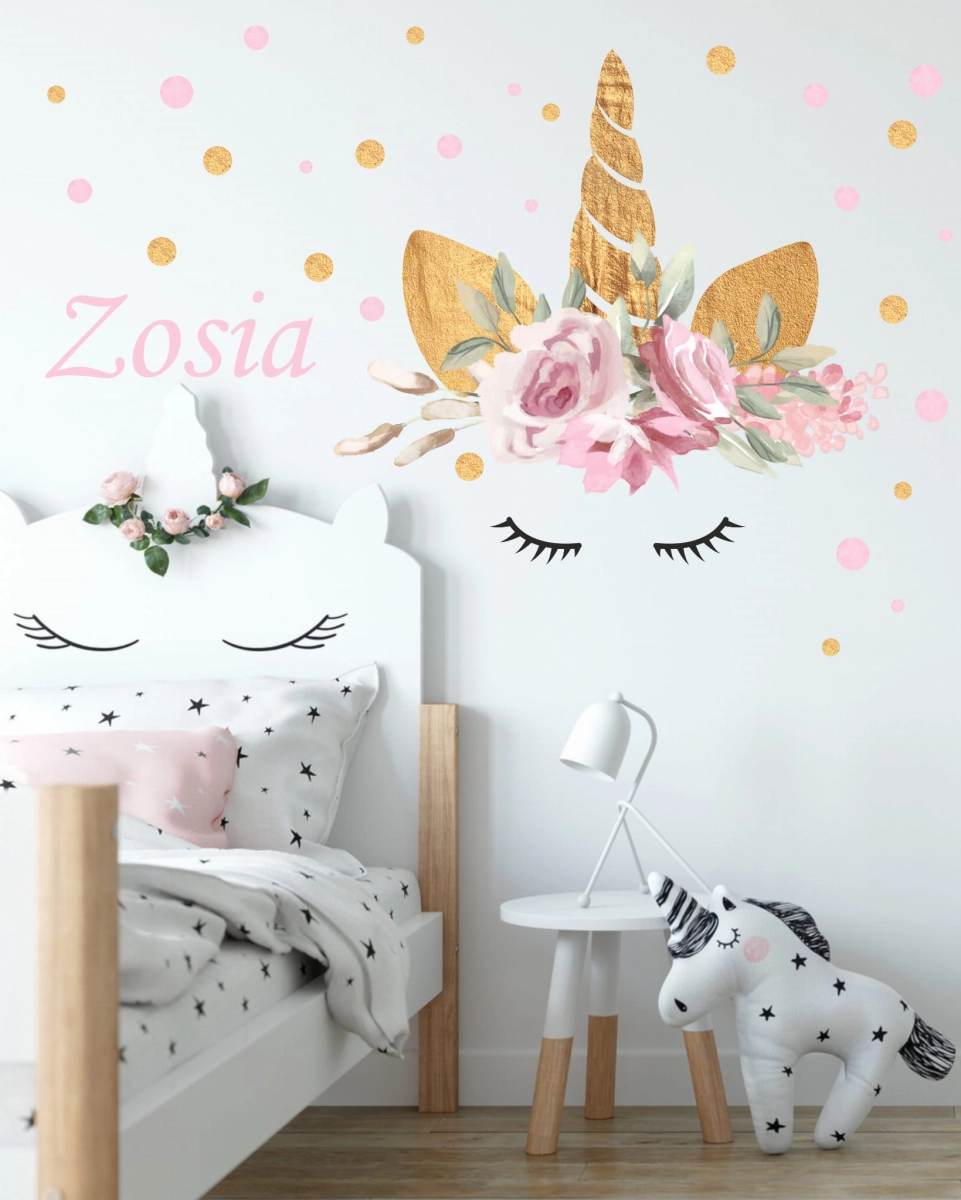 Jednorożec kwiatki,imię naklejka ścienna Nr 4.jpg
