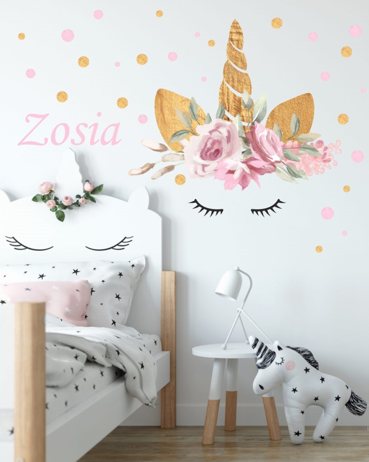 Jednorożec kwiatki,imię naklejka ścienna Nr 4.jpg