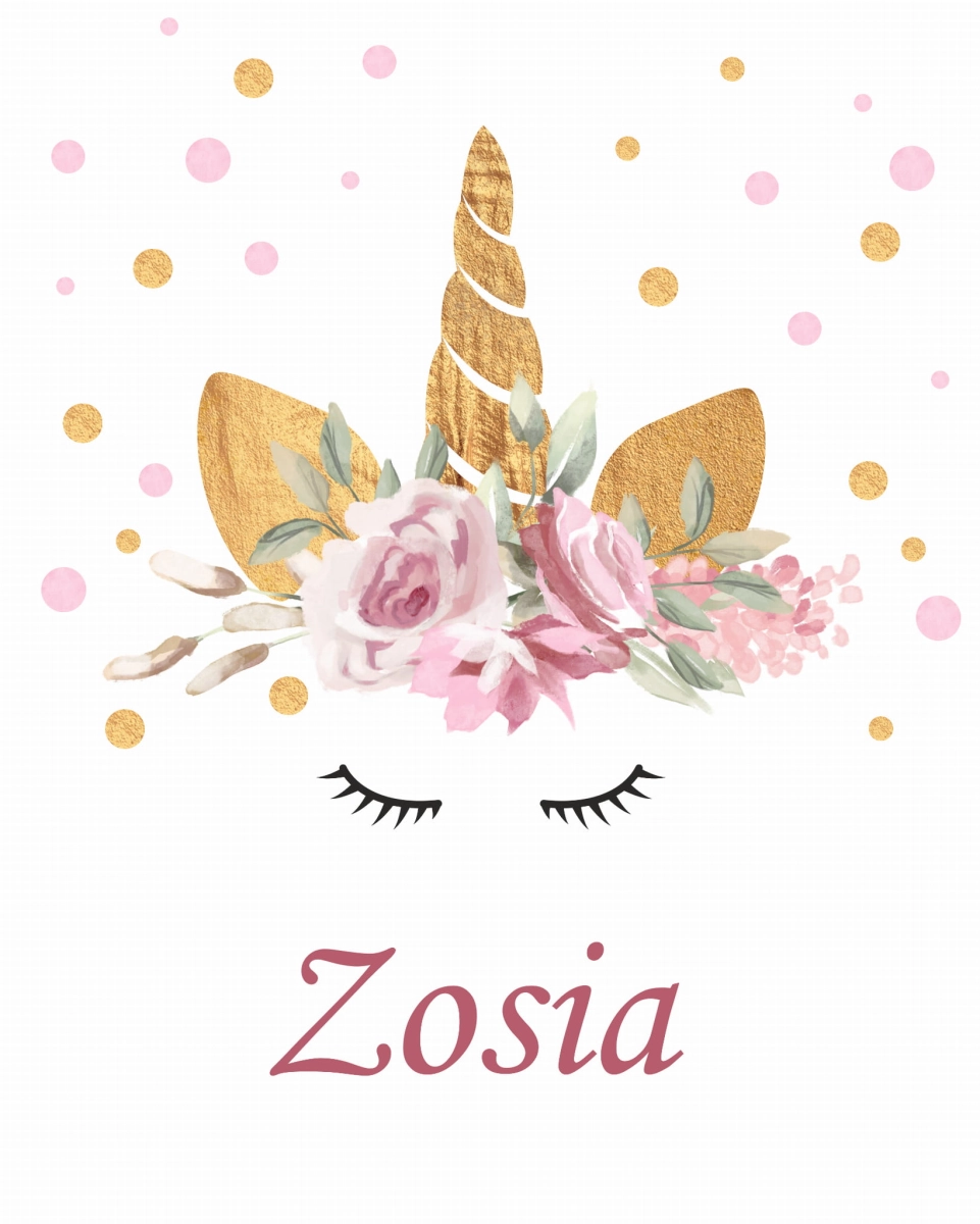 Jednorożec kwiatki,imię naklejka ścienna Nr 4Mała Pracownia DK.jpg