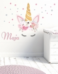 Jednorożec kwiatki,imię naklejka ścienna Nr3Mała Pracownia DK.jpg