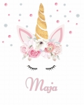 Jednorożec kwiatki,imię naklejka ścienna Nr3.jpg