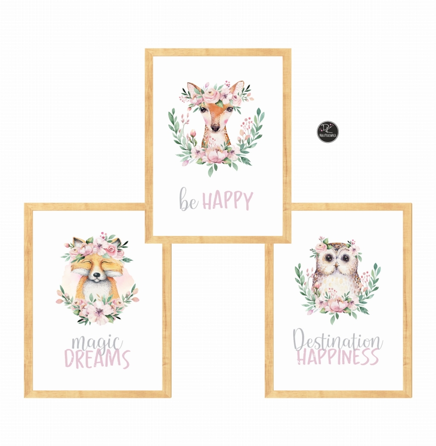 Zestaw 3 obrazki leśni przyjaciele akwarela Nr8 .jpg