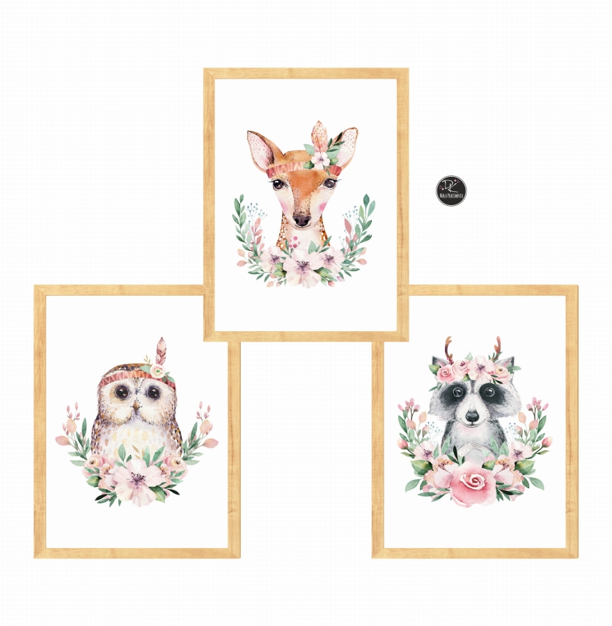 Zestaw 3 obrazki leśni przyjaciele akwarela Nr  9.jpg