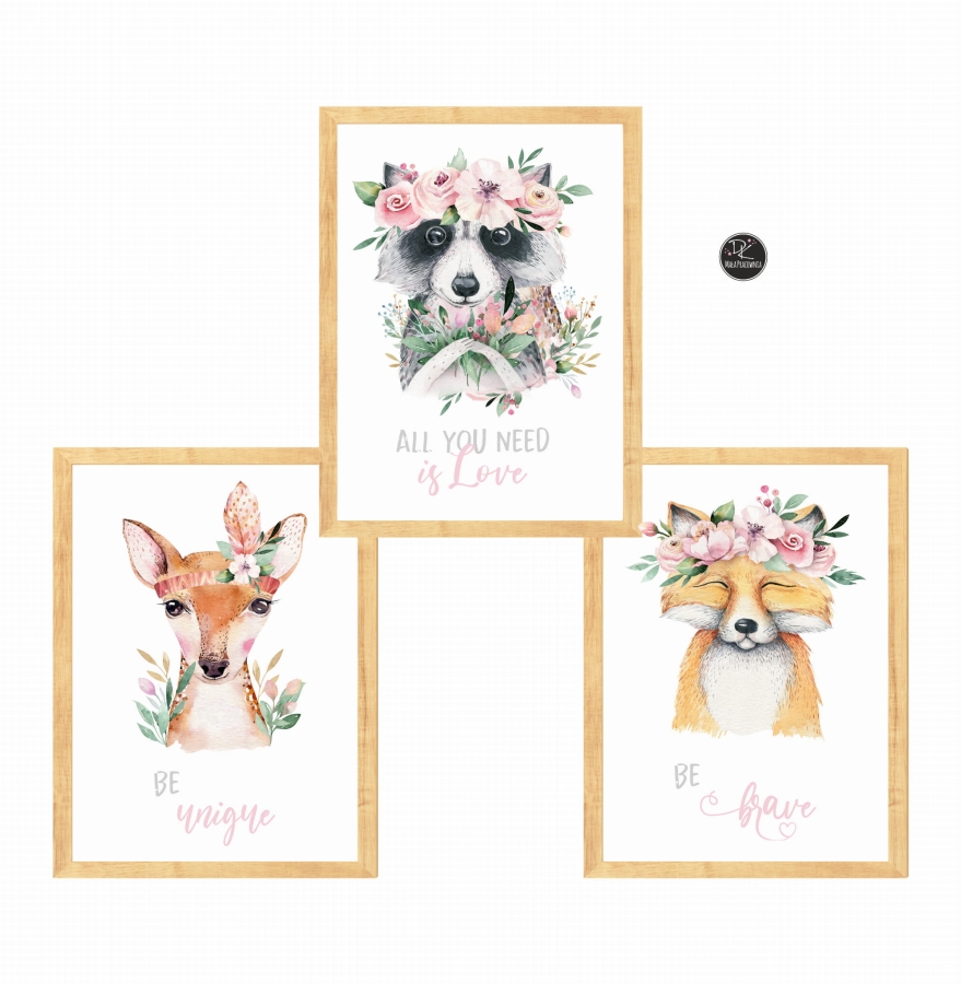 Zestaw 3 obrazki leśni przyjaciele akwarela Nr10 .jpg