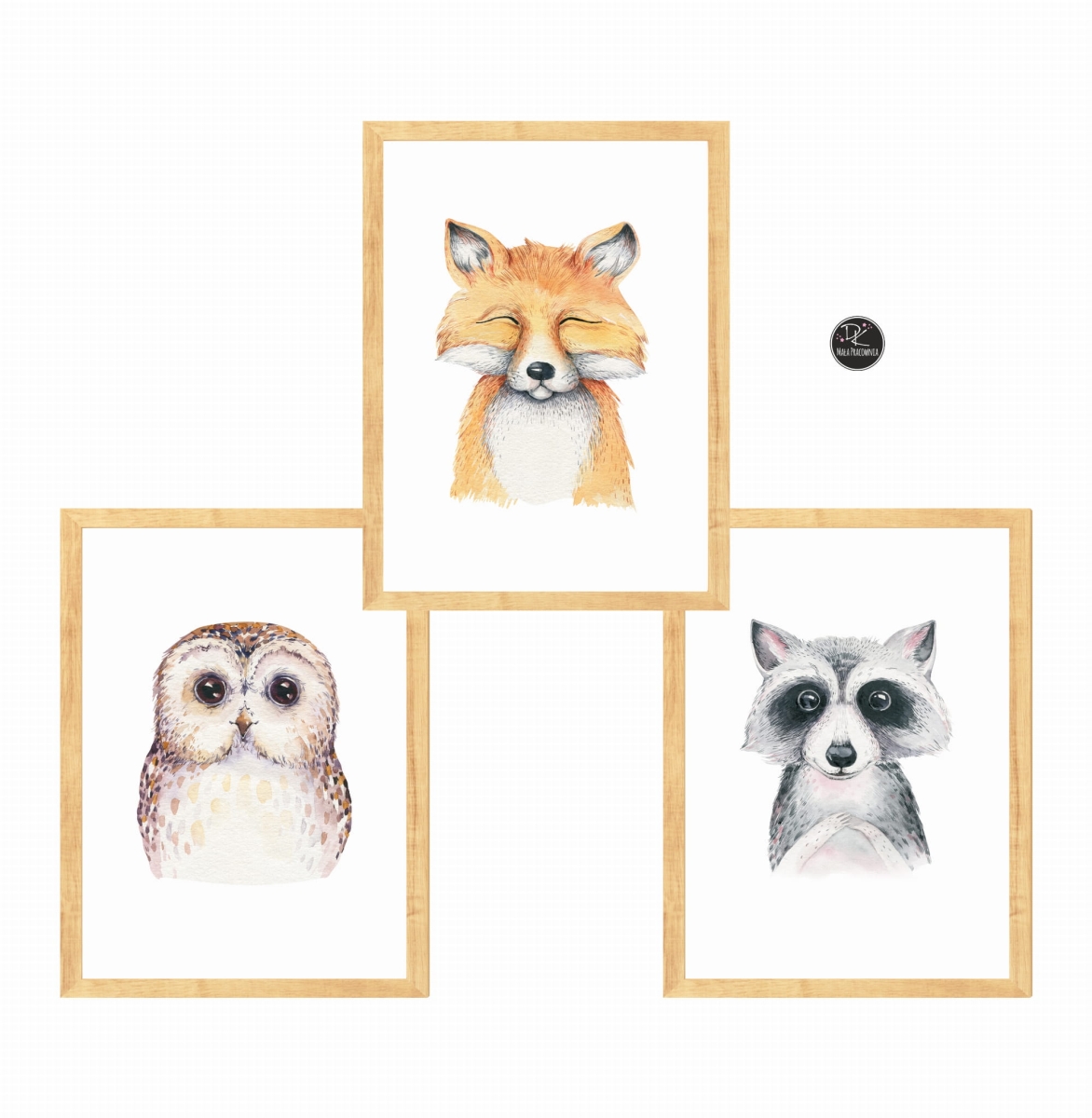 Zestaw 3 obrazki leśni przyjaciele akwarela Nr  7 .jpg