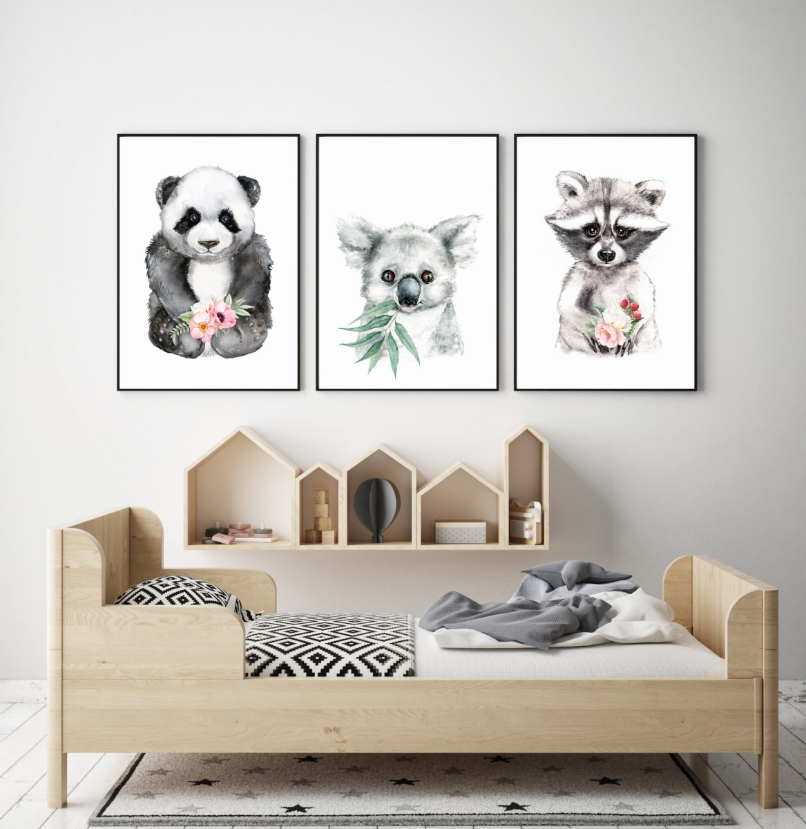 Zestaw 3 obrazki  panda,szop,koala Nr3 .jpg