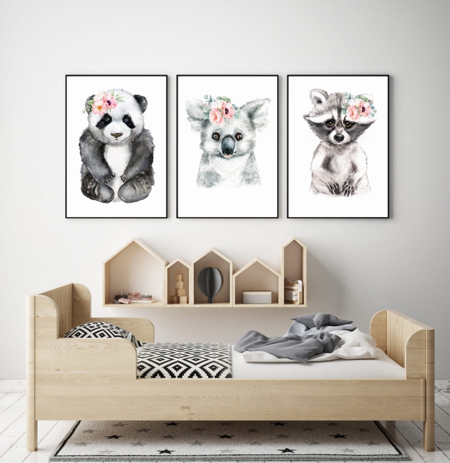 Zestaw 3 obrazki  panda,szop,koala Nr4 .jpg