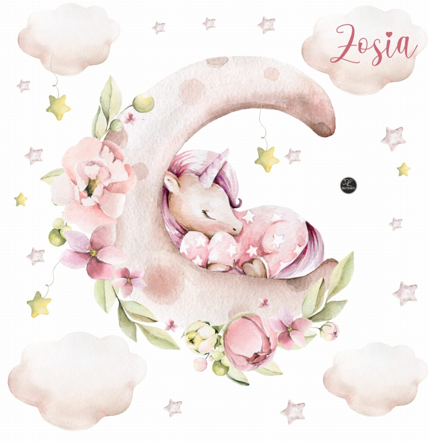 jednorożec na księżycu,gwiazdki,chmurki   .jpg