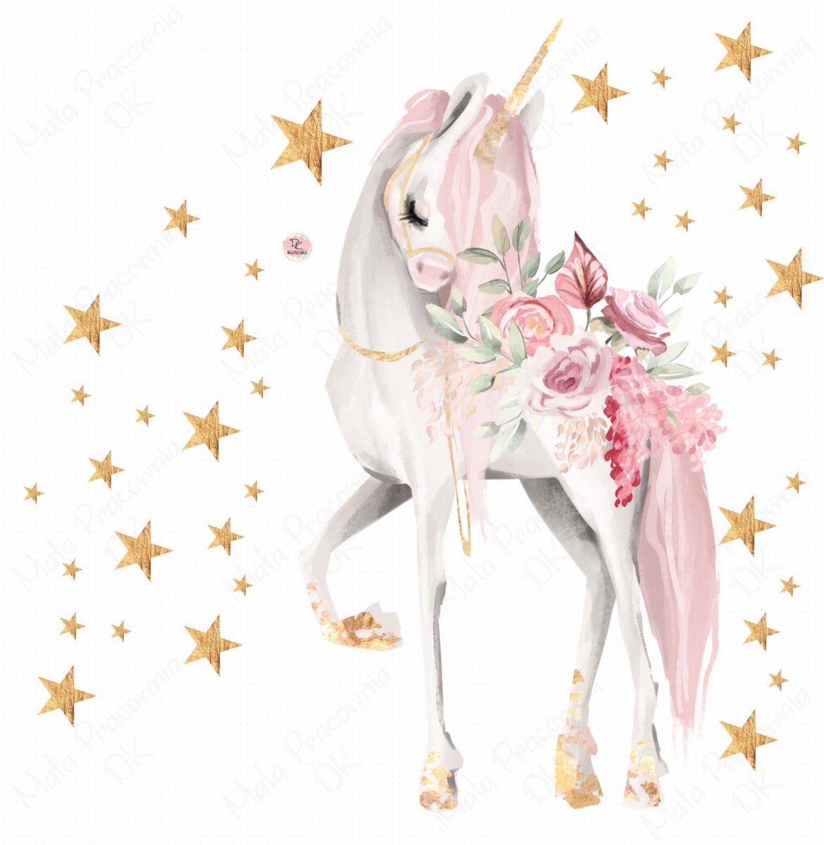 jednorożec naklejka na ścianę personalizowana pokój dziecka