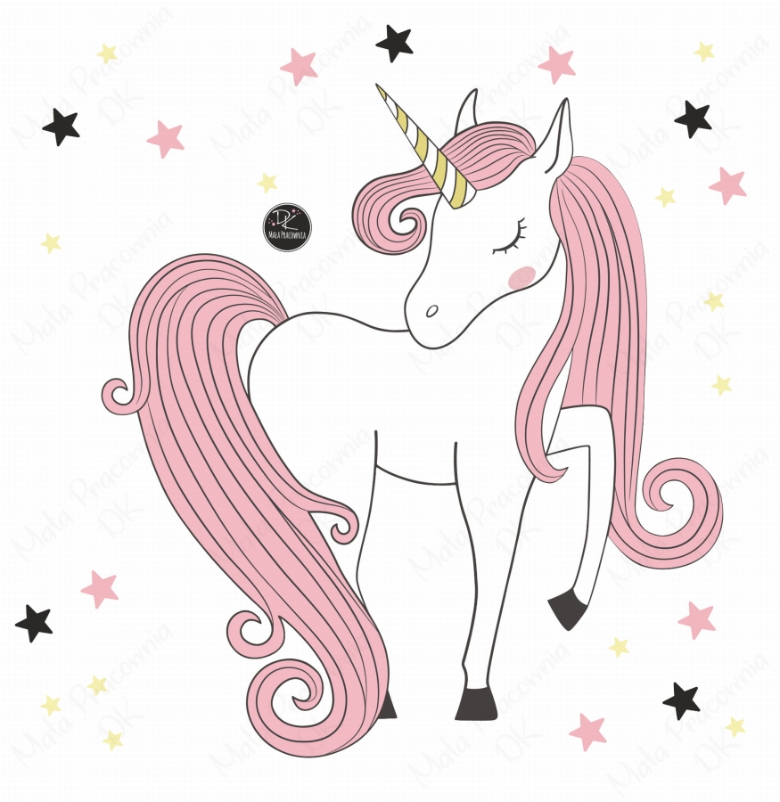Mała Pracownia DK Jednorożec,gwiazdki -pastelowa naklejka na ścianę.jpg