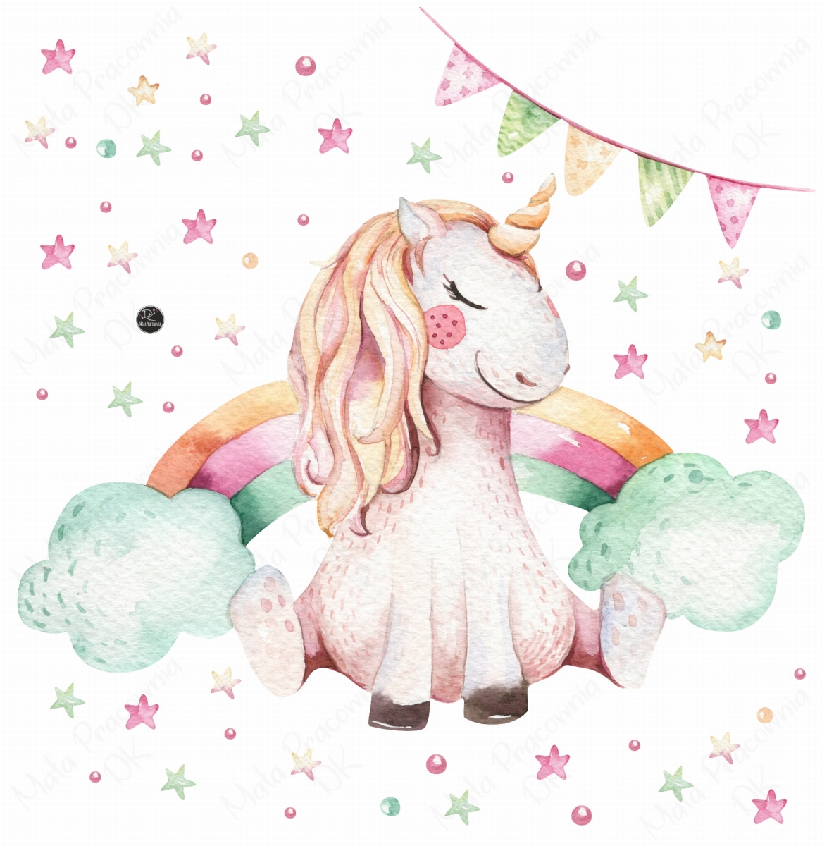 Mała Pracownia DK jednorożec tęczowy,gwiazdki , kropki - naklejka.jpg