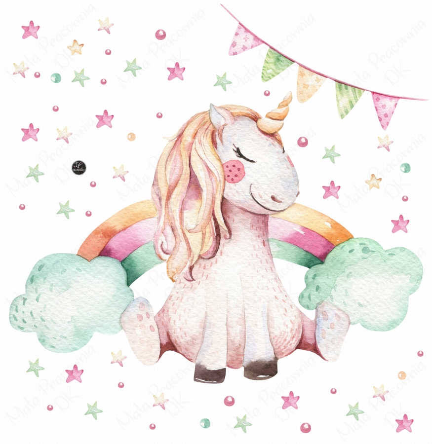 Mała Pracownia DK jednorożec tęczowy,gwiazdki , kropki - naklejka.jpg