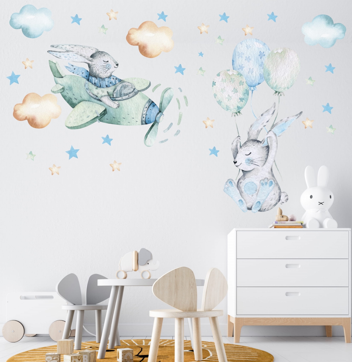 Króliczek baloniki,zajączek w samolocie,chmurki,gwiazdki   .jpg