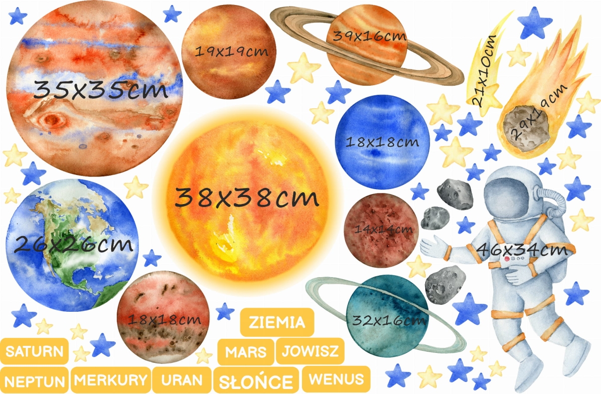 Planety,układ słoneczny KOSMOS ,astronauta-WYMIARY.jpg