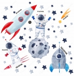 rakieta,astronauta,kosmos,wymiary naklejka na ścianę.jpg