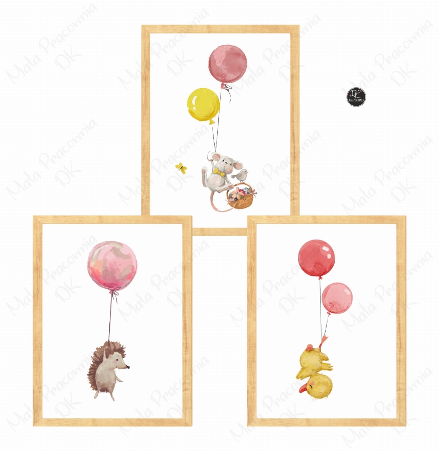 ZESTAW 3 OBRAZKI,JEŻ,BALONIKI,KACZUSZKA .jpg