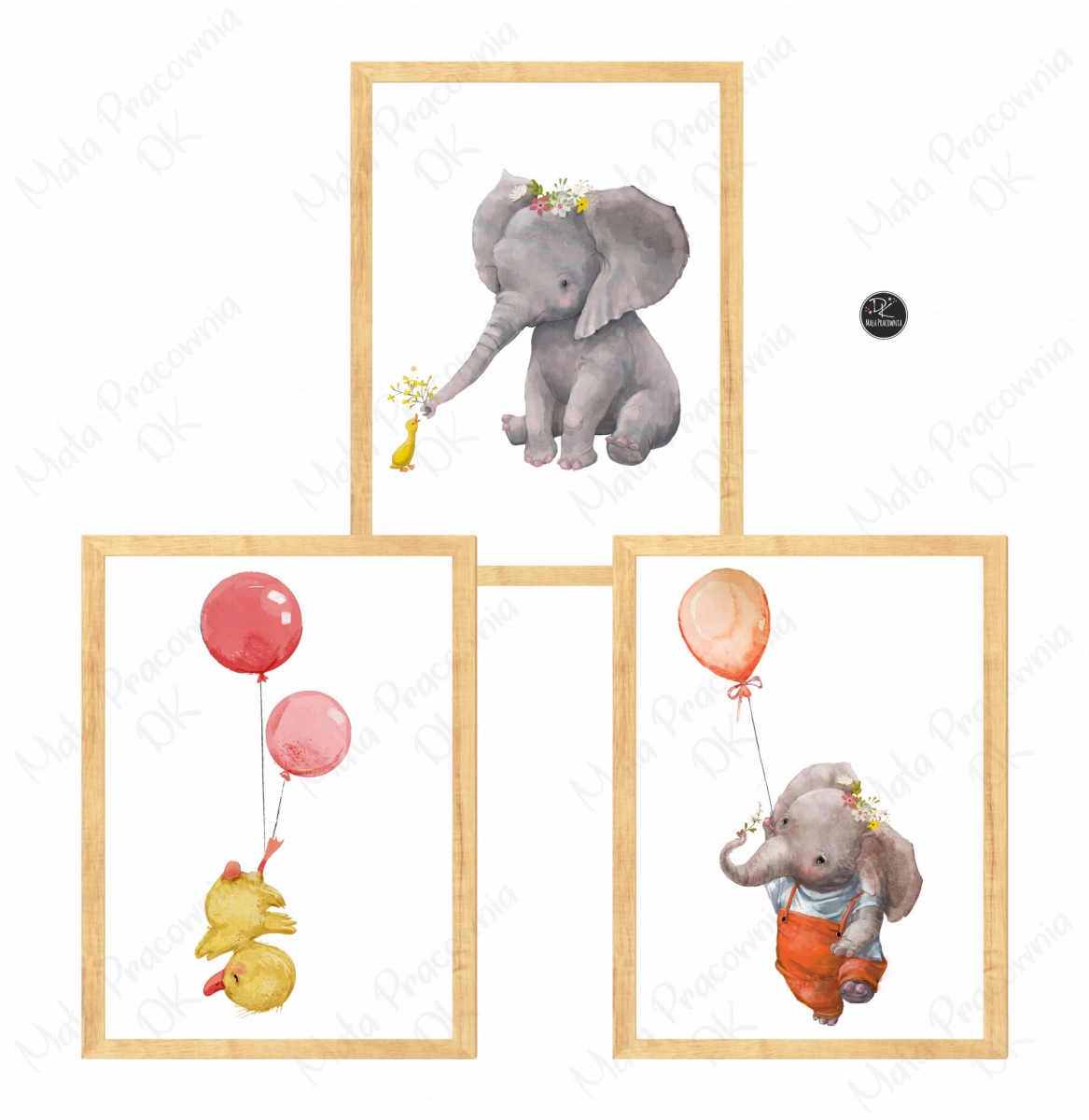 ZESTAW 3 OBRAZKI,SŁONIKI,KACZUSZKA,BALONIKI .jpg