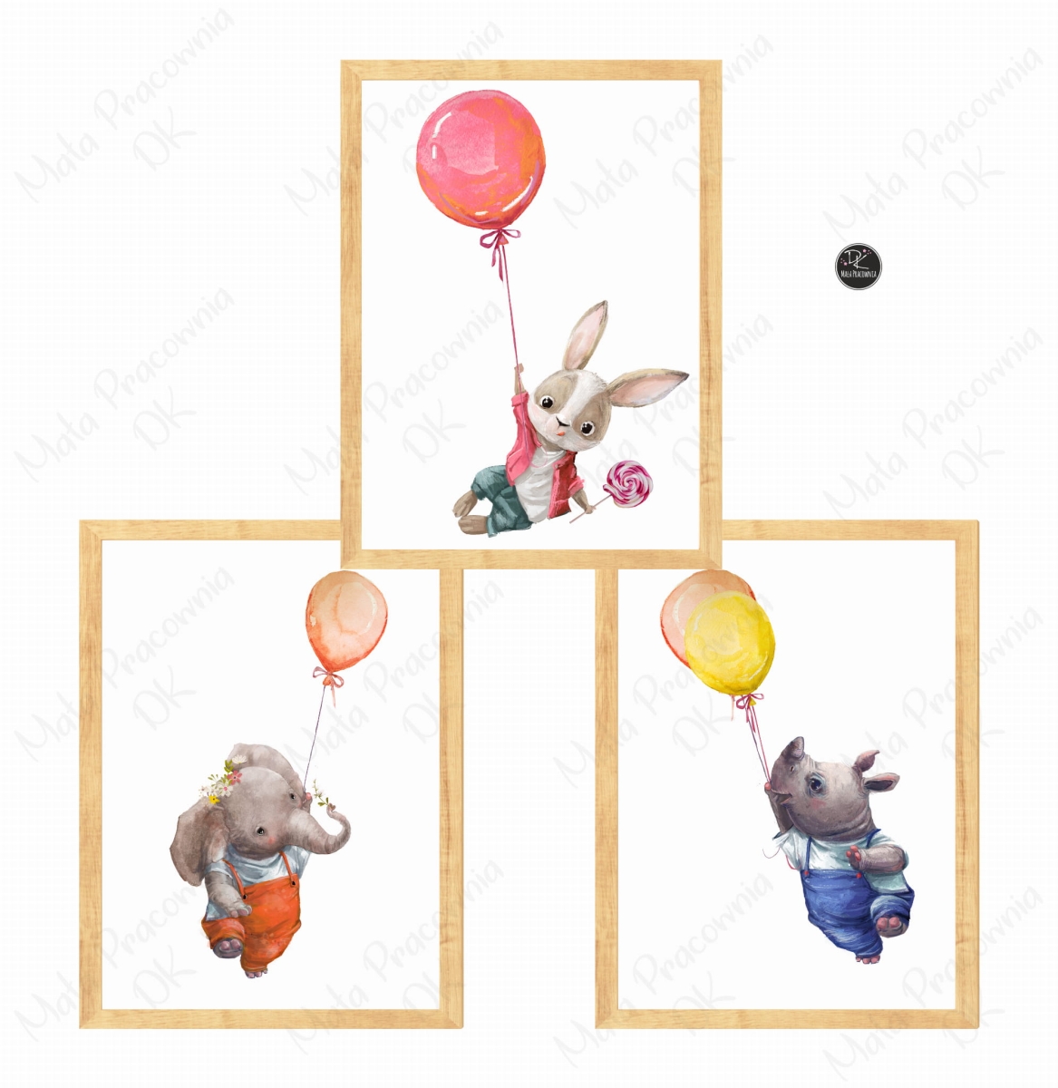 ZESTAW 3 OBRAZKI,ZAJĄCZEK,SŁONIK,BALONIKI .jpg
