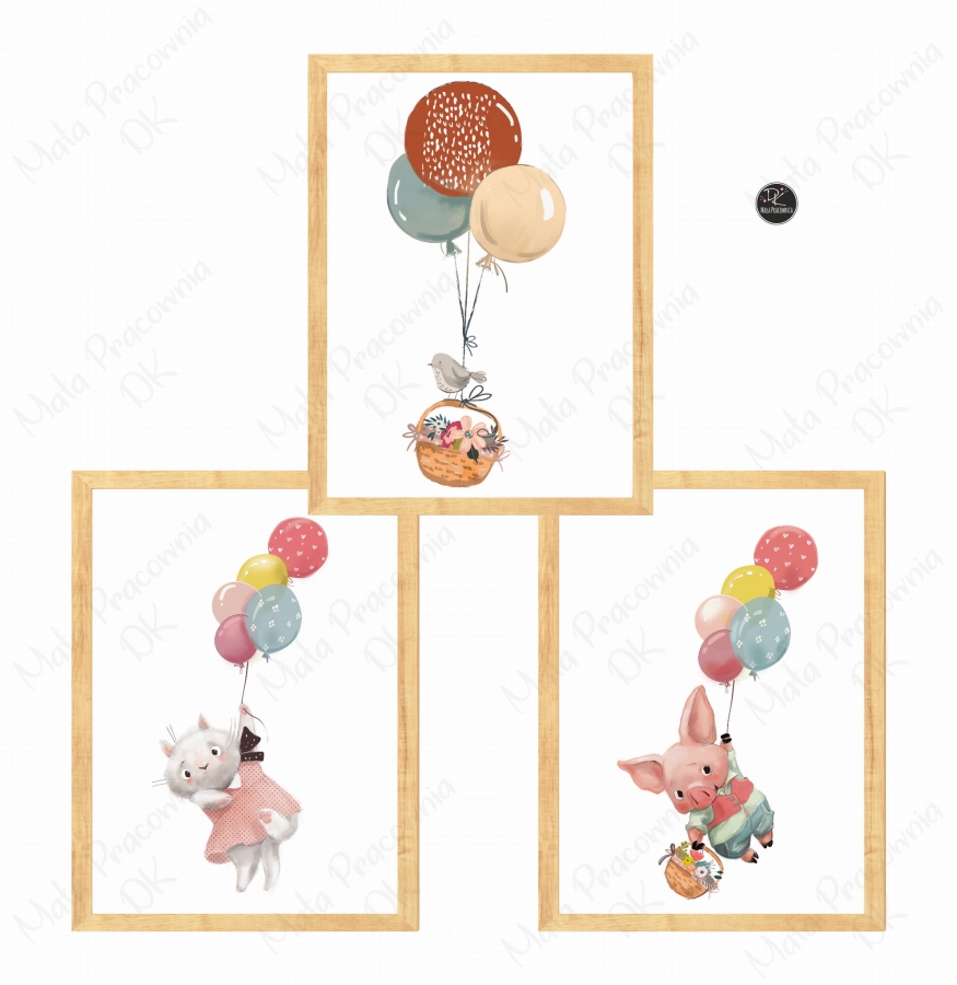 ZESTAW 3 OBRAZKI,ZIERZĄTKA,BALONIKI .jpg