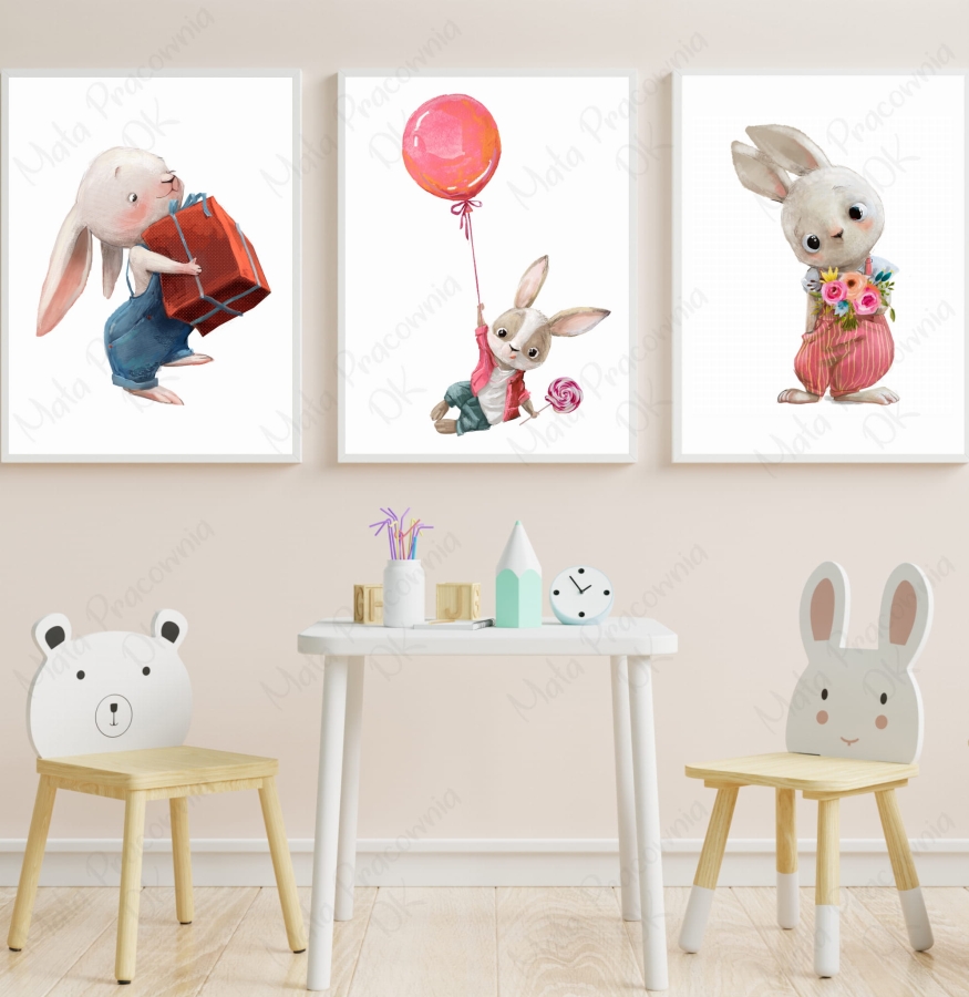 Zestaw 3 plakaty króliczki,zajączki .jpg