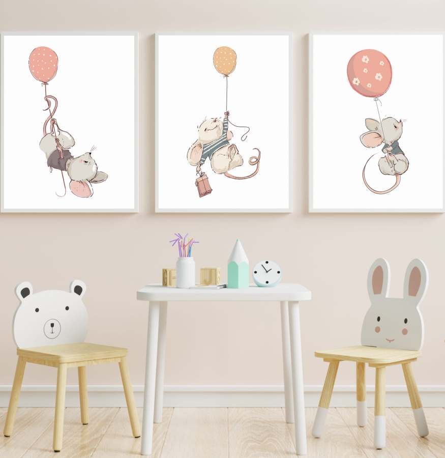 Zestaw 3 plakaty myszki,baloniki .jpg