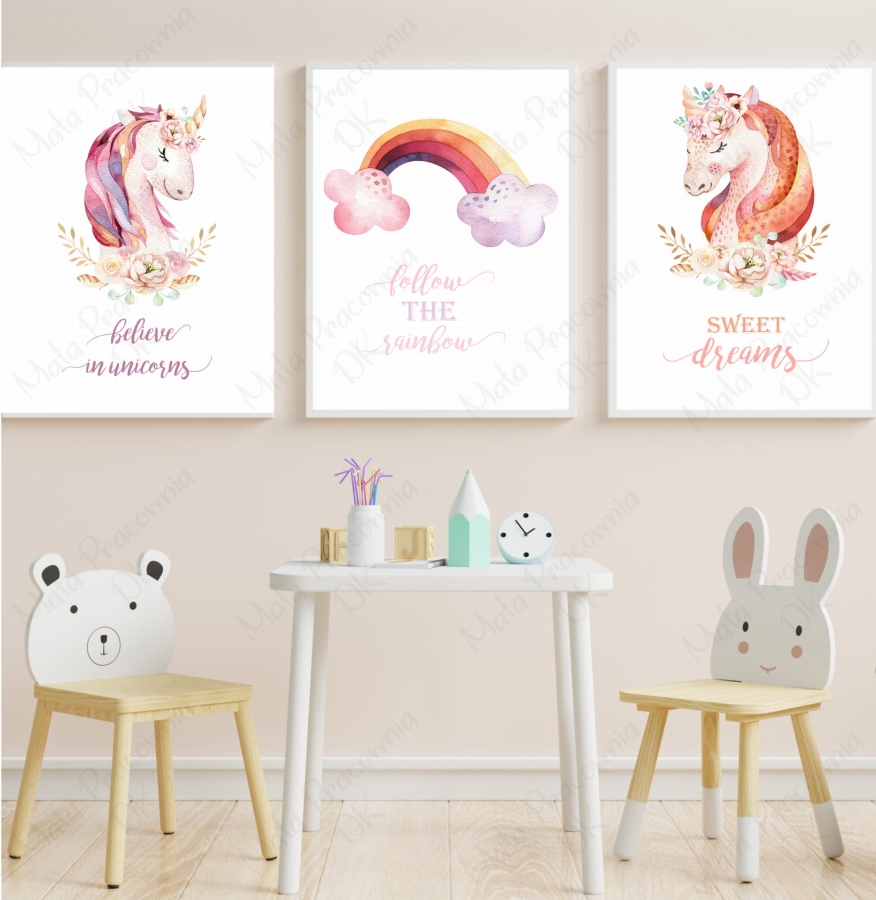 Zestaw 3 plakaty jednorożec,tęcza .jpg