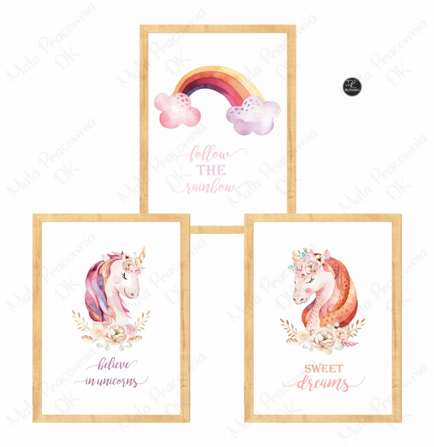 Zestaw 3 plakaty jednorożec,tęcza.jpg