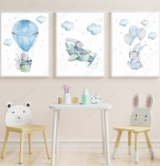 Zestaw 3 plakaty króliczek w balonie,samolot.jpg