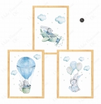 Zestaw 3 plakaty króliczek w balonie,samolot .jpg