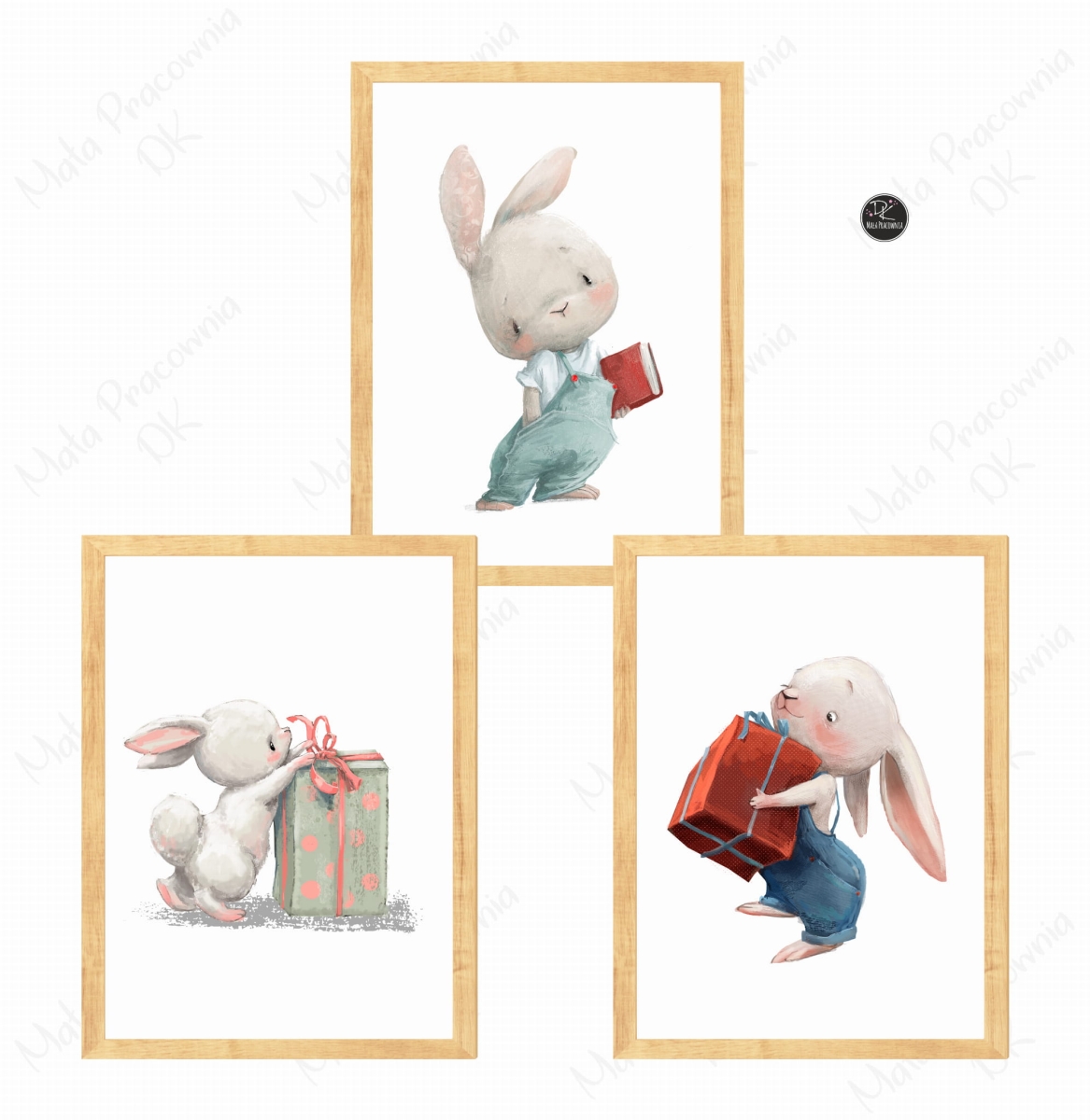 Zestaw 3 plakaty króliczki z prezentami .jpg