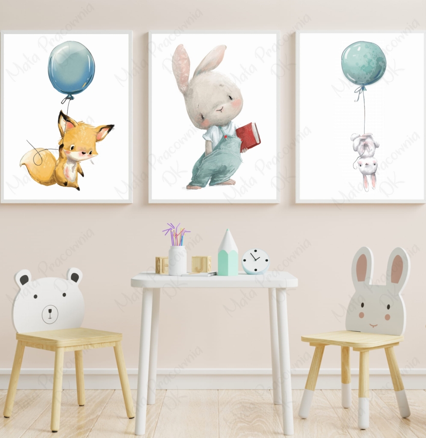 Zestaw 3 plakaty lisek,króliczek,zajączek.jpg