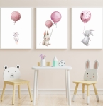 Zestaw plakatów króliczki, baloniki pastelowe .jpg