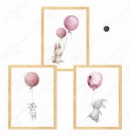Zestaw plakatów króliczki, baloniki pastelowe  .jpg