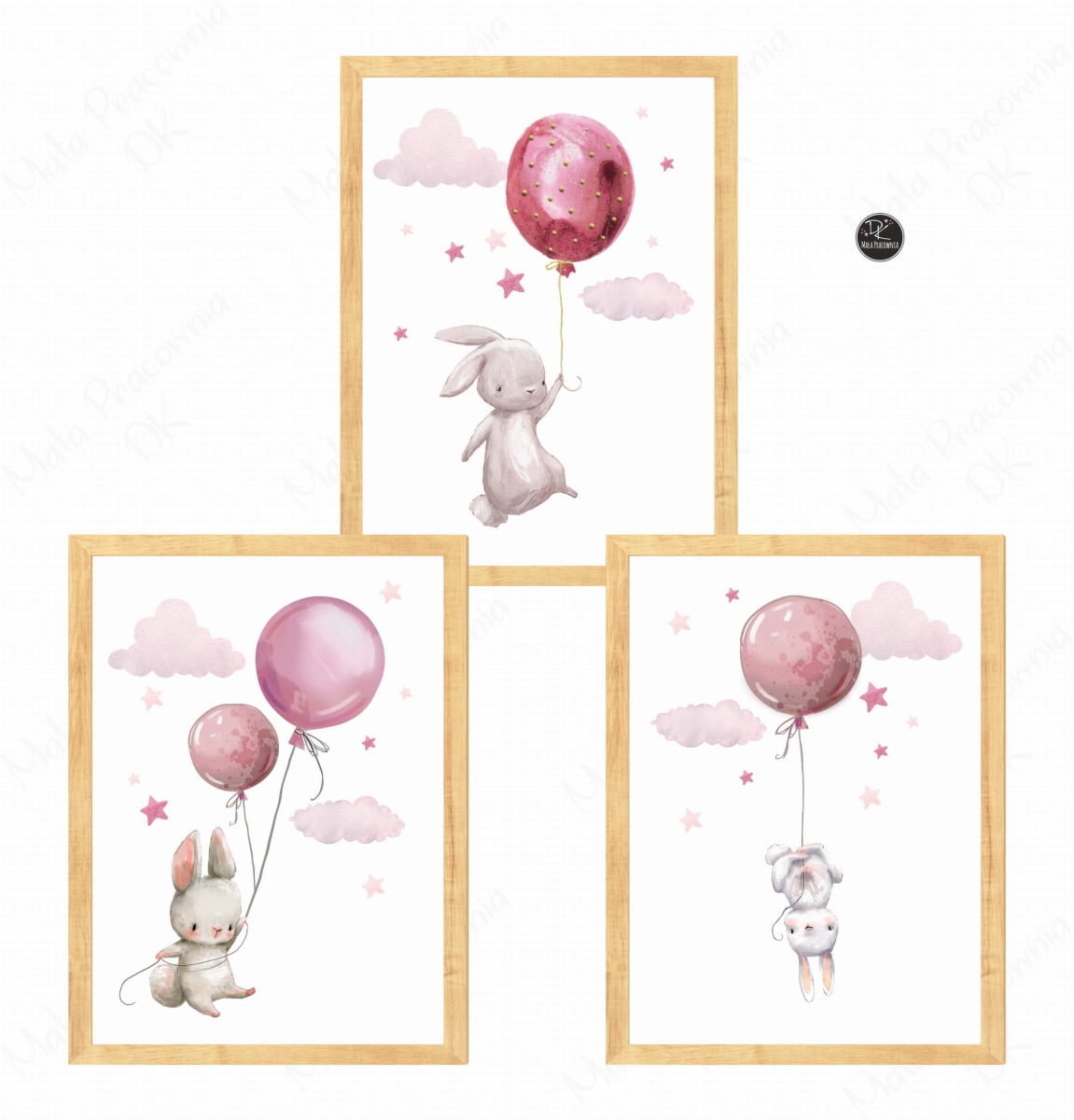 Zestaw plakatów króliczki,chmurki,gwiazdki  .jpg