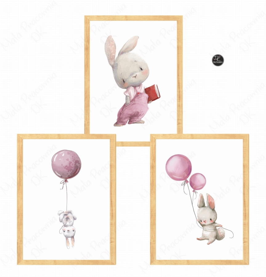 Zestaw plakatów zajączek , pastelowe króliczki  .jpg