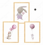 Zestaw plakatów zajączek z serduszkiem róż .jpg