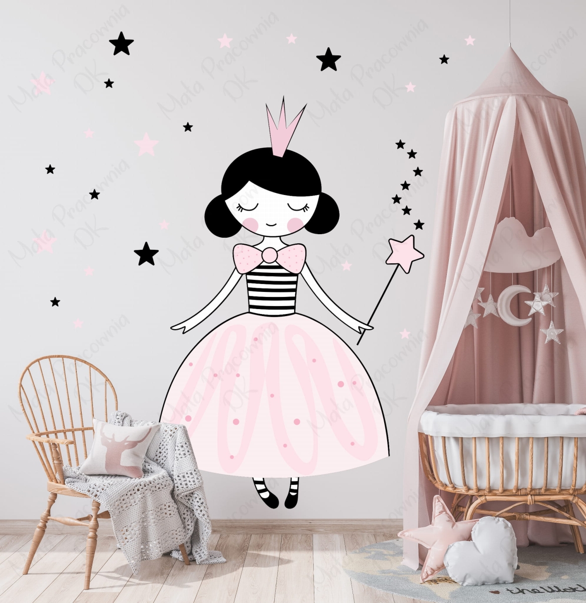 Księżniczka,królewna, gwiazdki - Naklejka na ścianę.jpg