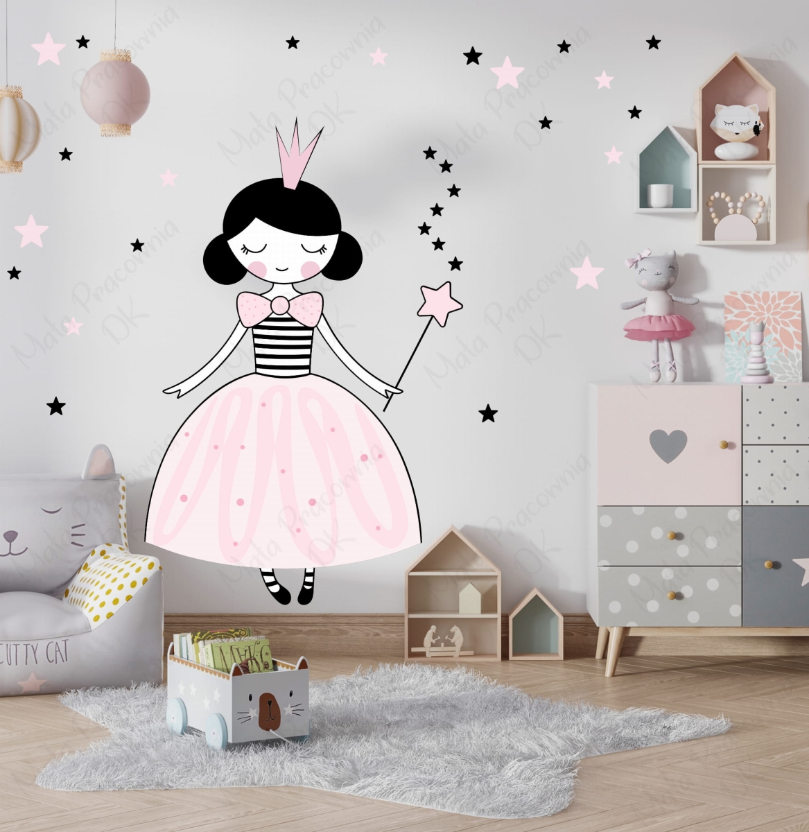 Księżniczka,królewna,gwiazdki - Naklejka na ścianę.jpg